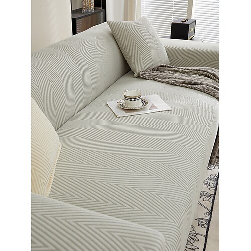 1 Stück Jacquard-Samt-Sofabezug im Fischgrätmuster, modisch, luxuriös, dekorativ, rutschfest, staubdicht, kratzfest, für Schlafzimmer, Wohnzimmer und Zuhause, Geschenkidee für jede Jahreszeit Image