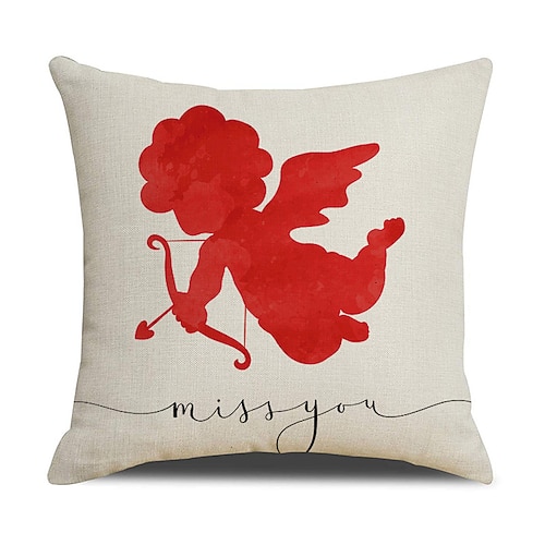 Kissenbezug im nordischen Stil zum Valentinstag, rotes Herz Kissen mit Buchstabenprint, gemütliches Sofakissen, dekoratives Kissen für Büro und Wohnzimmer, stilvolles Herzmotiv Image