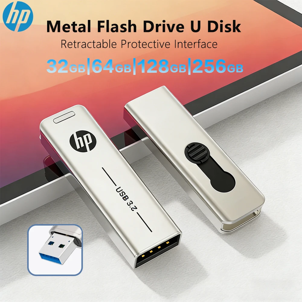 HP X796W USB-Flash-Laufwerk USB3.2 64 GB 128 GB 256 GB Push-Pull-USB-Flash-Laufwerk mit Metallgehäuse für Computer und Büro Image