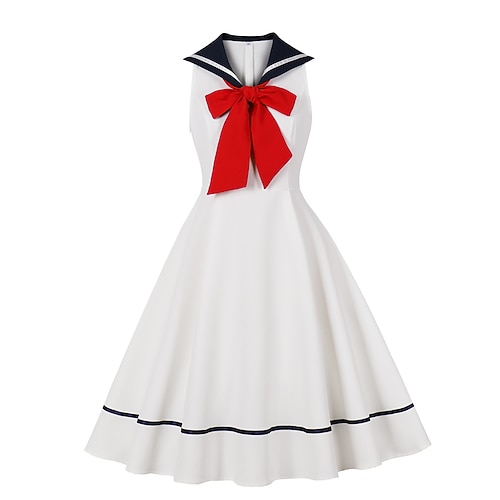 Retro Vintage 1950er Rockabilly Kleid Swing-Kleid Ärmellos Kostüm Damen Karneval Maskerade Alltagskleidung Junggesellinnenabschiedsparty Erwachsene Kleid Image