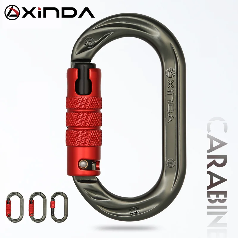 XINDA Außen O-form karabiner 24kN 7075 aluminium oval haken klettern auto-locking screw gate karabiner Image