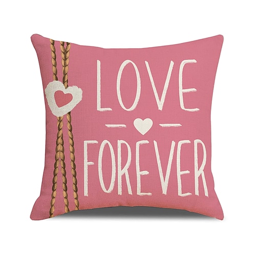 Kissenbezug mit Herzmotiv zum Valentinstag, Kissen mit Buchstabenprint, romantische Deko für einen romantischen Date-Abend, gemütliches Dekokissen für Sofa, Schlafzimmer oder Wohnzimmer Image