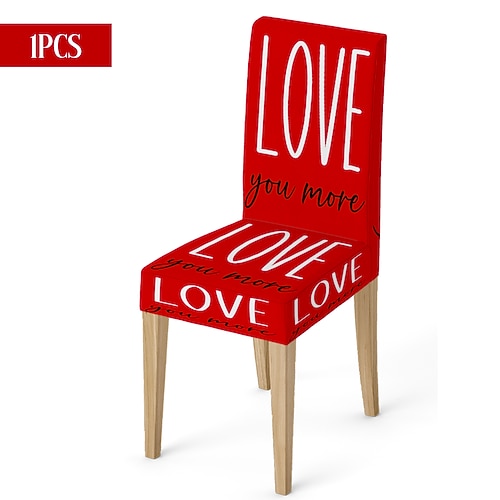 Valentinstag-Stuhlhusse aus Stretchmaterial, schwarz-weiß kariert, mit Herz- und Schleifenmotiv, waschbar, für Esszimmer, Küche, Wohnzimmer, Restaurant oder andere Winterdekoration, 1/4/6 Stück Image