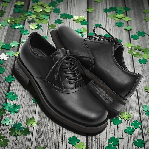 Schwarze Oxford-Schuhe für Herren mit breiter Zehenbox, Schnürschuhe mit großem Zehenbereich für bequemen Tragekomfort den ganzen Tag, stilvolles Freizeitschuhwerk für Arbeit, Partys und Outfits zum Image