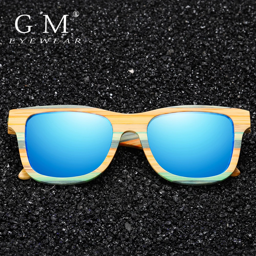GM Skateboard Holz Bambus Sonnenbrille polarisiert für Damen Herren neue Markendesigner Holz Sonnenbrille UV-Schutzlinse S3834 Image