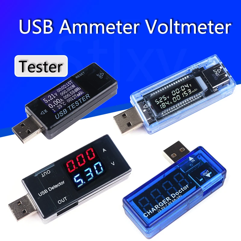 USB Voltmeter Amperemeter Strom Spannung Tester LCD Digital Display Power Batterie Kapazität Tester Messung USB Lade Anzeige Image