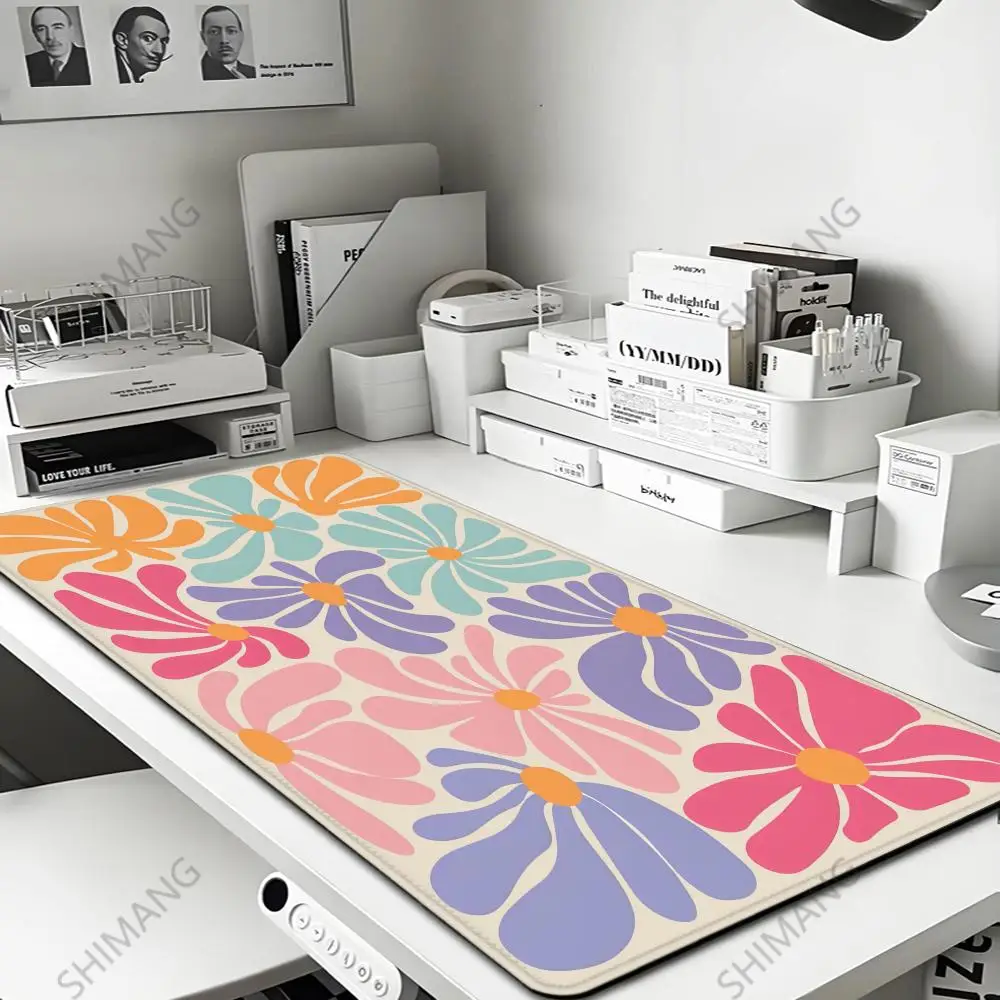 Großes Computer-Mauspad, 90 x 40, rosa, abstrakte Blume, Schreibtischunterlage, Geschenk, Game Player, Desktop-Zubehör, Tastatur-Schutzpolster Image