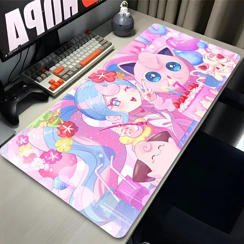 Mauspad Gaming Große Gamer Tastatur Schreibtisch Anime Maus Matte Teppich P-pokemon Jigglypuff Gummi Tapis Gaming Notebook PC Mousepad