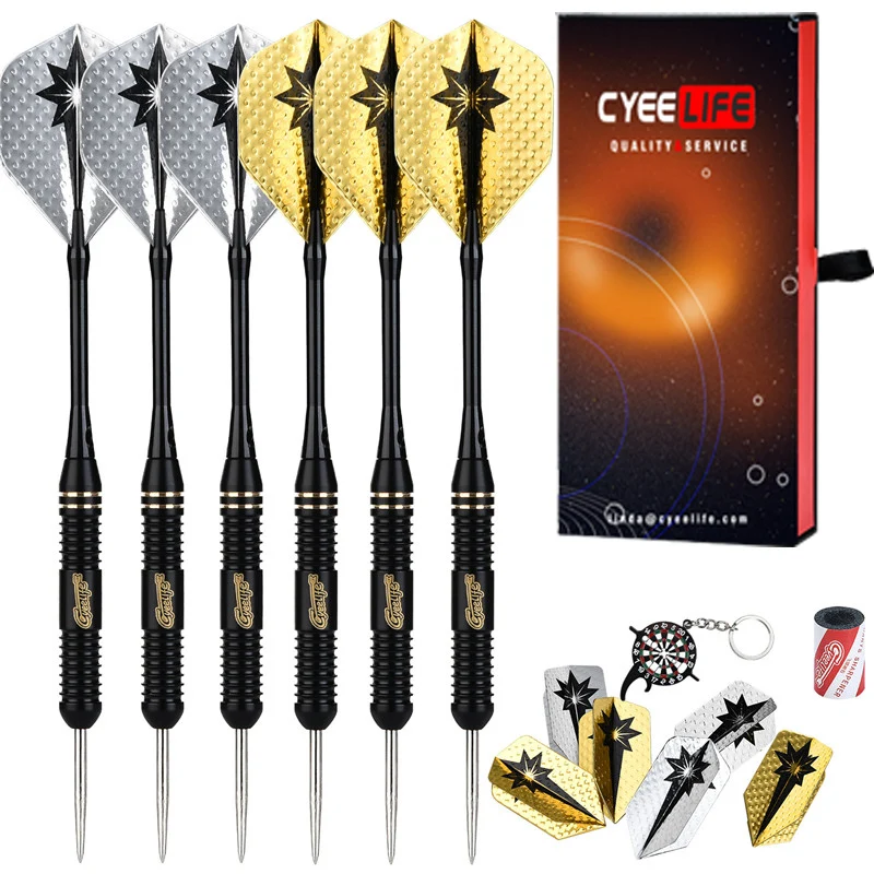 CyeeLife 3 Stück Hartpfeile Hochwertige Sportartikel 20 g/22 g/24 g Standard-Darts mit Stahlspitze AL Darts Shafts Wing