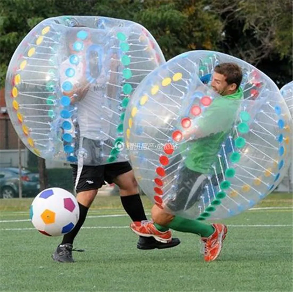 HIBADOU Aufblasbarer Blasen-Fußball-Zorb-Ball, 1,7 m, Stoßstangenball, 100 % TPU-Material, aufblasbarer Blasenfußball für Erwachsene Image