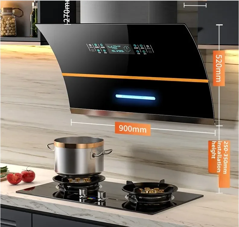 Große Dunstabzugshaube mit Doppelmotor und Selbstreinigungsfunktion für Haushaltsküchen und kleine Miete Image