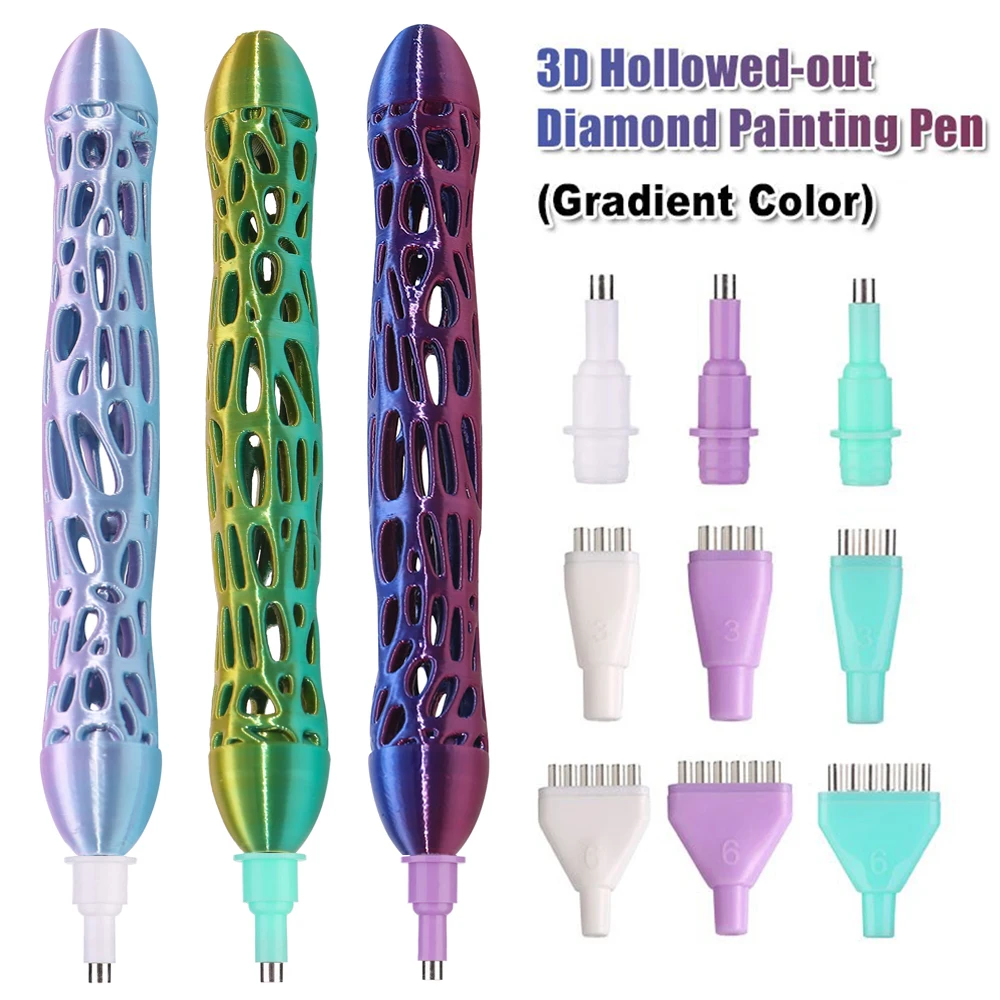 Ausgehöhlter 3D-Diamant-Malstift mit Farbverlauf, Dual-Purpose-Saug- und Tonspitze, Diamond Art Pen Tools Image