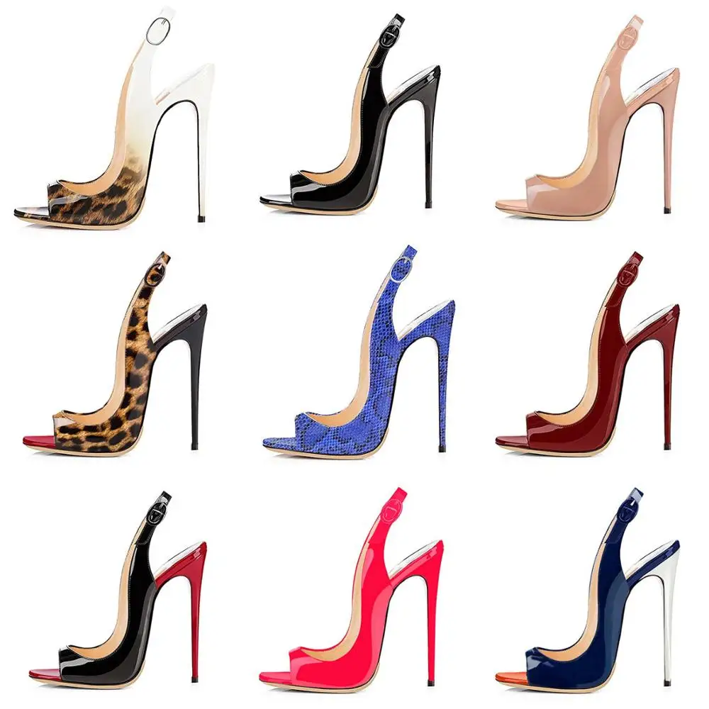 Frauen Peep Toe Dünne Hohe Sandalen Slingback Heels Pumps Damen Schuhe 12cm Heels offene spitze sexy weibliche ferse schuhe Plus größe 4-13