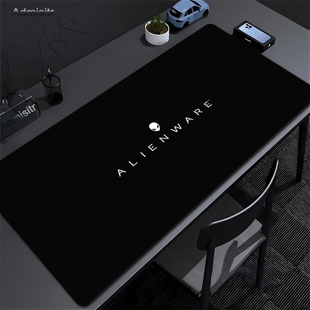 Gamer Schreibtischmatten Schwarz Alienware Animation PC Gaming Mauspad Tastaturpads Lockrand Mousepad für PC Mausteppich 90x40cm Image