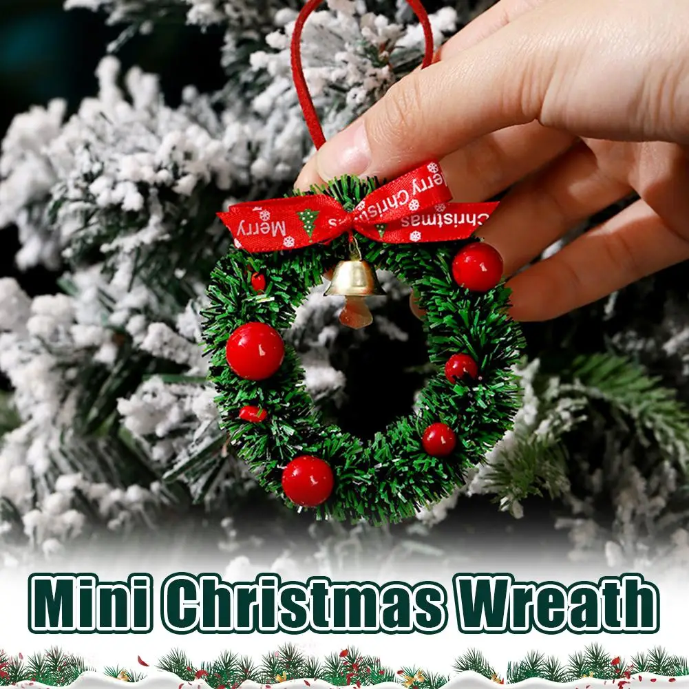 5 stücke Mini Weihnachten Kranz Ornamente Weihnachten Baum Dekor Hause Fenster Display Hängen Dekorationen Urlaub Party Wohnaccessoires Image