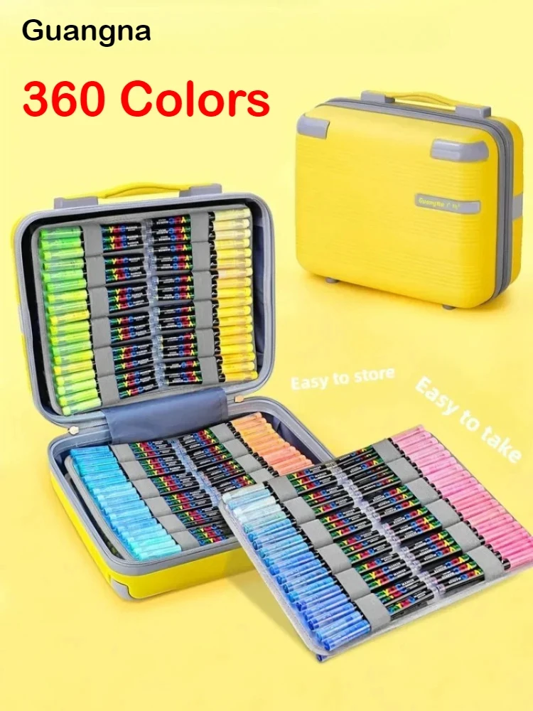 GUANGNA 12–360 Farben, direktflüssiger Acryl-Marker, Pinselmarkierungsstifte für Felsmalerei, Stein, Glas, Kunstbedarf, Schreibwaren Image