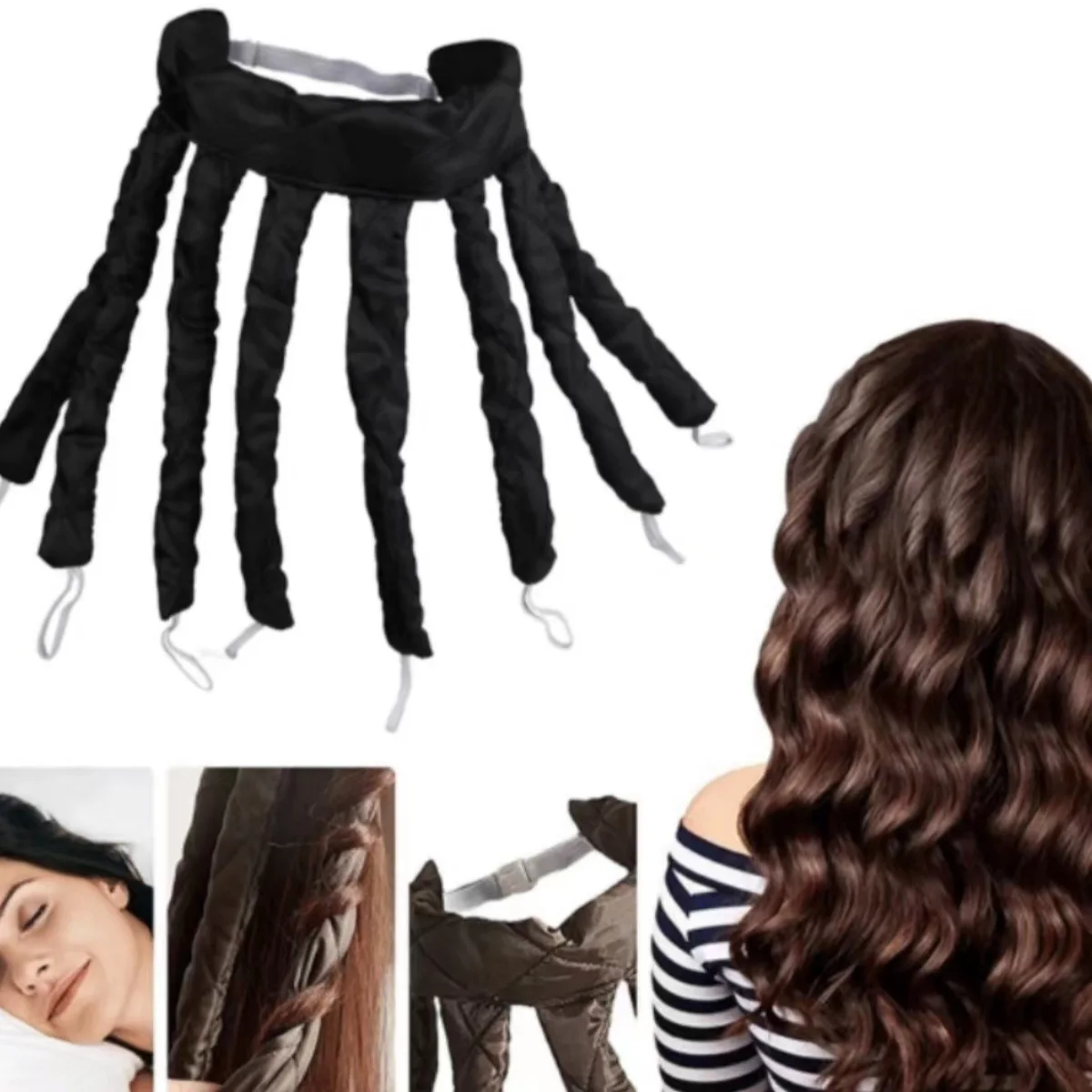 Lazy Hair Curler Lockenwickler Hitzefreier Lockenstab Stirnband Locken Seidenband Schlafen Weiche Wellenformer Keine Hitze Locken Band Image