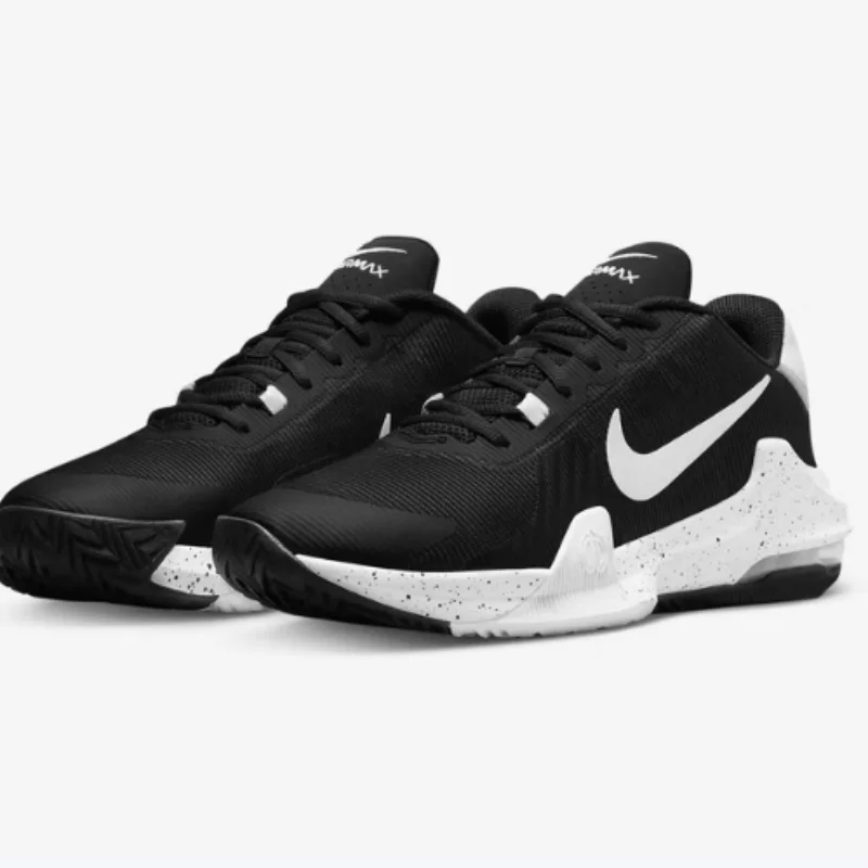 Nike Rear-Cushioning Visible Air Cushioning, stoßdämpfende, verschleißfeste Trainings-Basketballschuhe für Herren, neue Air Max Impact 4, leichte und stabile Outdoor-Low-Top-Basketballschuhe, Schwarz,