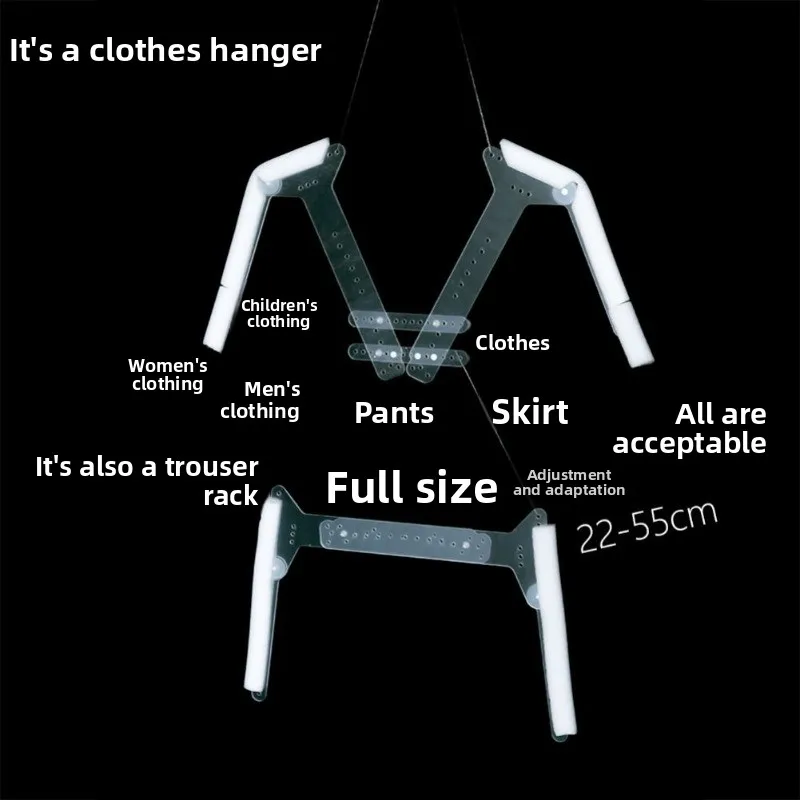 Adjustable Invisible Clothing Display Hanger Set Transparent Garment Rack for Shop Window Minimalist Commercial Showcase