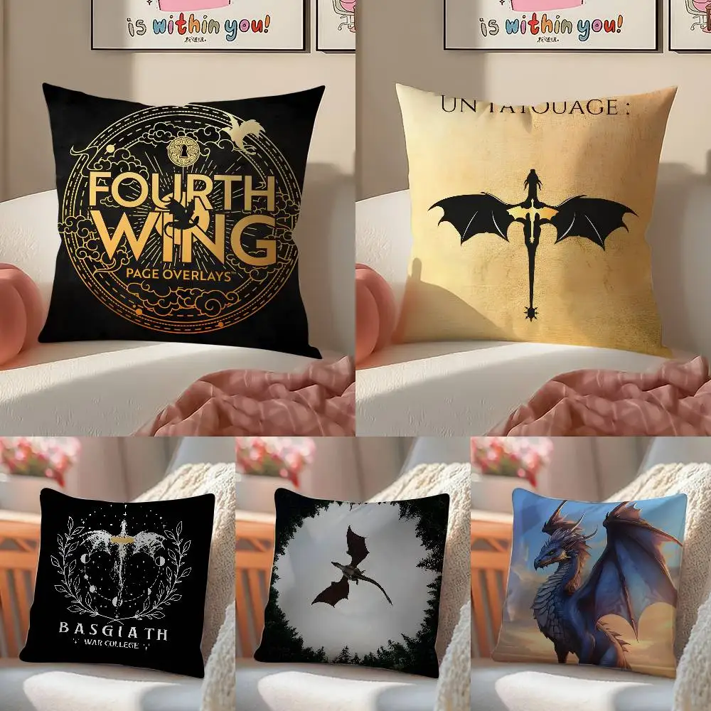 F-Fourth Wing Dragon Coole Drachenflügel fliegende Illustration Kissenbezug Komfort-Sofabett Seidig elegant Unsichtbarer Reißverschluss Dekorativ