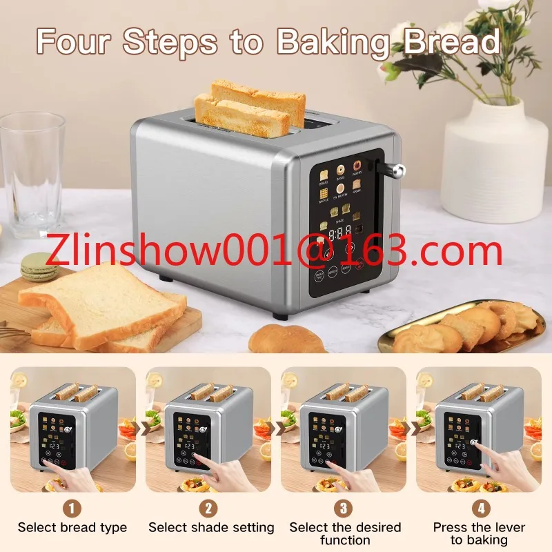 Für Edelstahl-Brottoaster mit digitalem Bildschirm, Touch-Steuerung, mehrere Funktionen, 2-Scheiben-Smart-Toaster Image