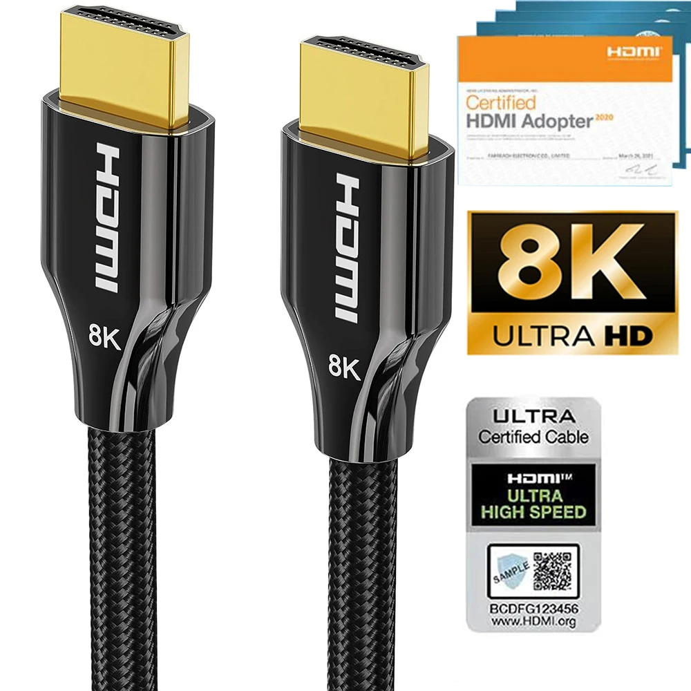 Cavo HDMI 2.1 8K Cavo HDMI 2.1 certificato Cavo 3M/2M 4K 120Hz Cavo HDMI HDR Earc CEC 48Gbps Cavo HDMI Cavo HDMI per PS5 Xbox TV PC