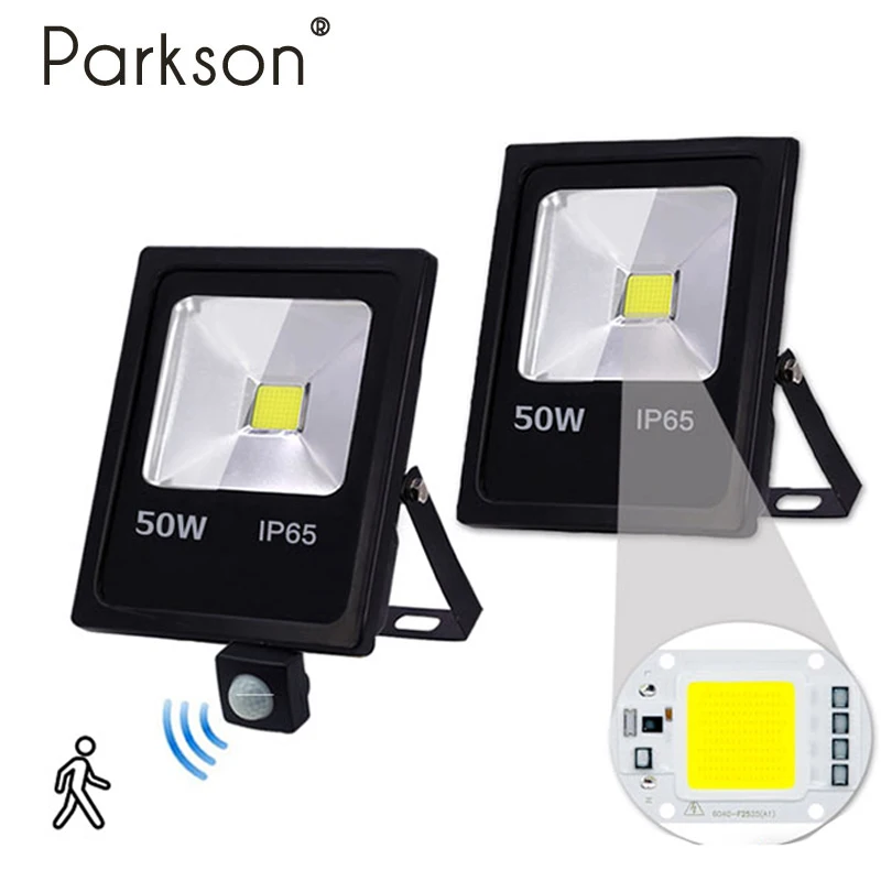 220V Proiettore a Led 10W 30W 50W Riflettore Luce di Inondazione Impermeabile Ip65 Faretto da Giardino Pir Sensore di Movimento Illuminazione da Parete per Esterni