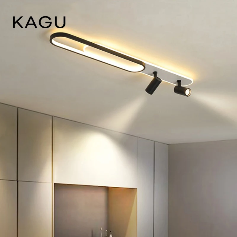 Minimalistische LED-Streifen-Deckenleuchte mit Strahlern – dimmbare Schienenbeleuchtung für Schlafzimmer, Esszimmer, Flur, Aufbauleuchte