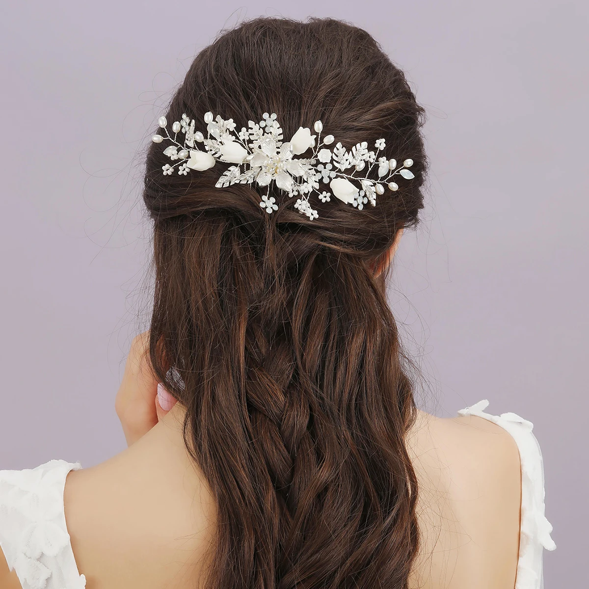 Hochzeit Haarschmuck Blume Perlen Haar kämme für Frauen Braut legierung Blätter Braut Seite Haarband Mode Haarband Image