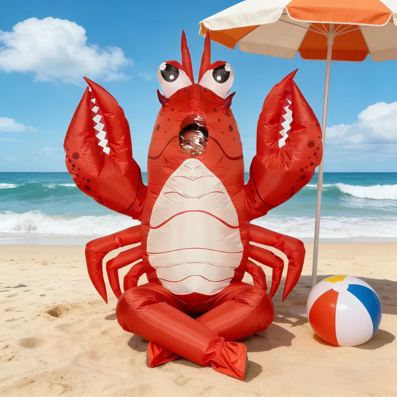 Aufblasbares Kostüm für Erwachsene, Hummer, Spaß, Karneval, Hummer, Kleidung mit Zange, geeignet für Männer und Frauen, Cosplay, Party, Rot Image