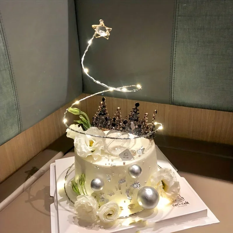 1 Stück-Eisenkristall-Spiralkugel-Kuchendekorationszubehör, Kuchendekoration, geeignet für Verlobungsfeiern, Geburtstagskuchen Image
