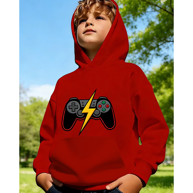 Unisex 3D Graphic Game Hoodie Pullover Long Sleeve 3D Print Spring Fall Sports Fashion Streetwear Kids 4-12 Years Hooded Casual Daily Outdoor Regular Fit