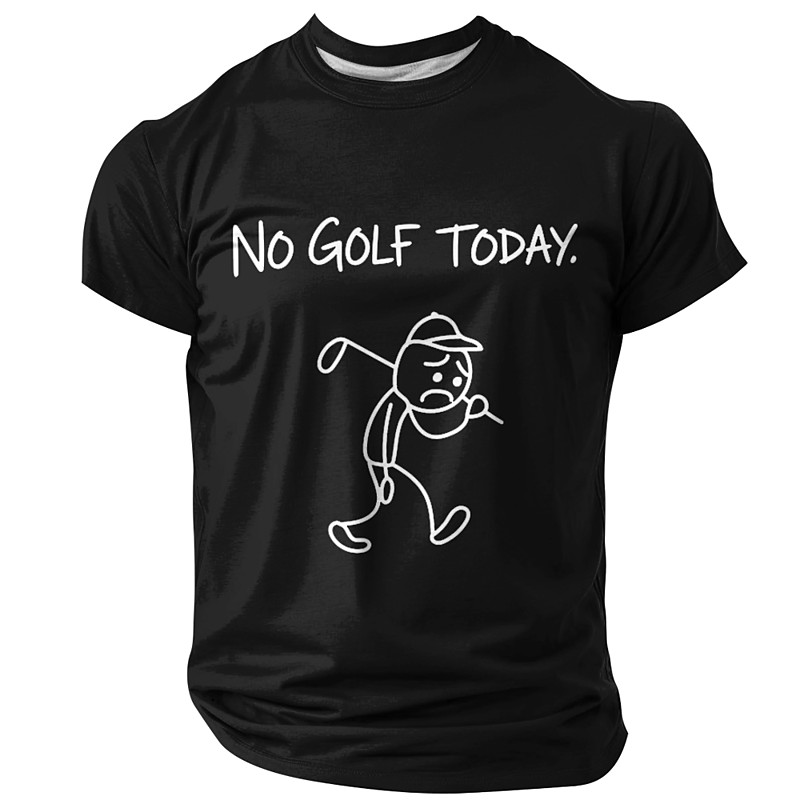 No Golf Today T Shirt Funny Golfing Humor Tee Sad Cartoon Man Graphic Novelty Sports Lover Top For Men Clothing Apparel S M L XL XXL XXXL