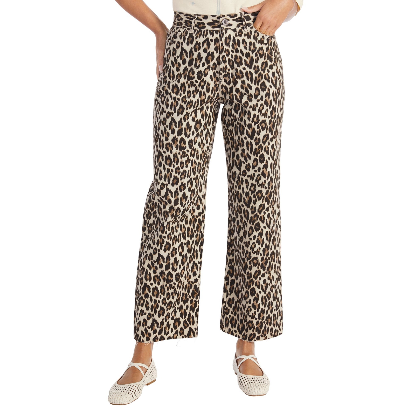 Masseys High-Rise Relaxed Ankle Jean (Size 6) Leopard, Cotton,Elastine