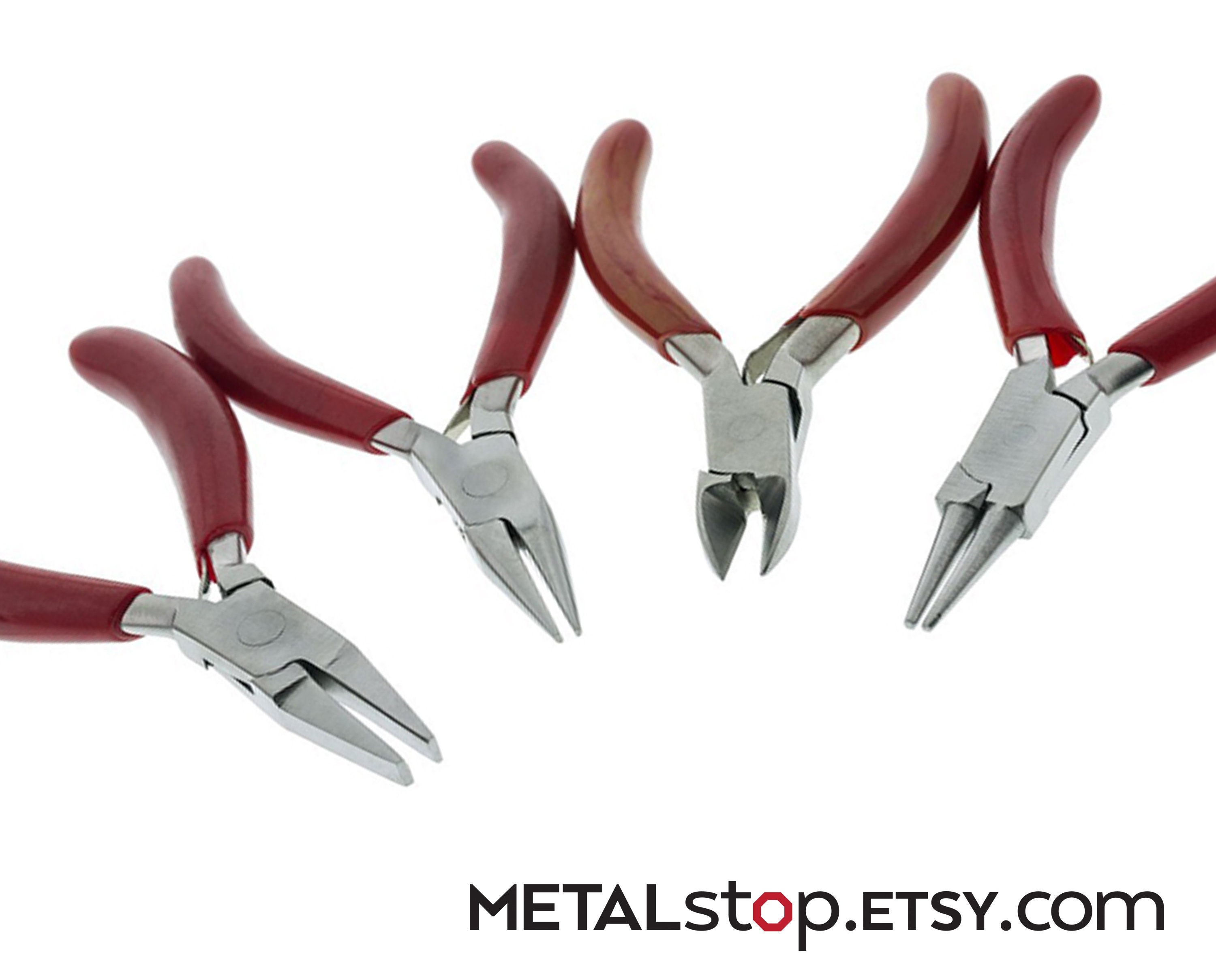 Set di 4 pinze da viaggio in miniatura, set di strumenti per la creazione di gioielli, include pinze a punta a catena/ago, pinze a punta tonda, pinze