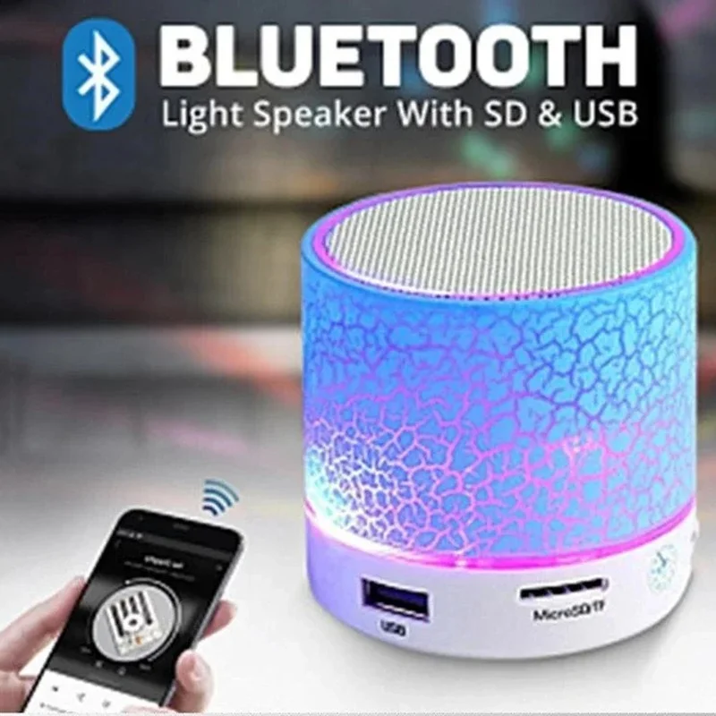 Mini haut-parleur Bluetooth sans fil Portable, boîte à musique sonore, Bluetooth avec lumières LED pour PC, téléphone, caisson de basses, haut-parleur HiFi Bluetooth