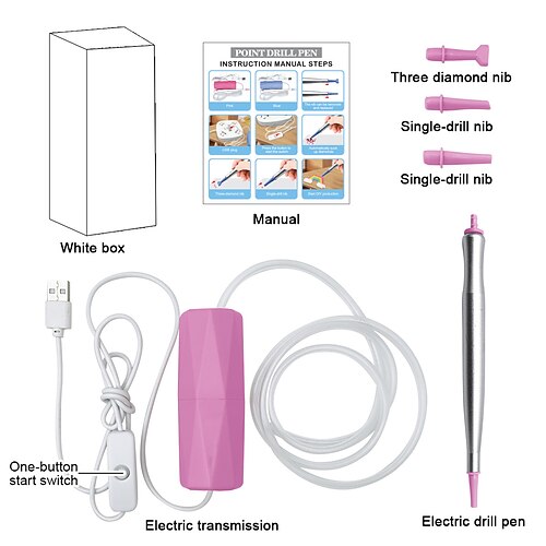 Penna per pittura a diamante in metallo, 3 stili di punte di ricambio per penna per trapano in metallo, set di accessori per pittura a diamante per penne per pittura a diamante 5D, per strumenti e