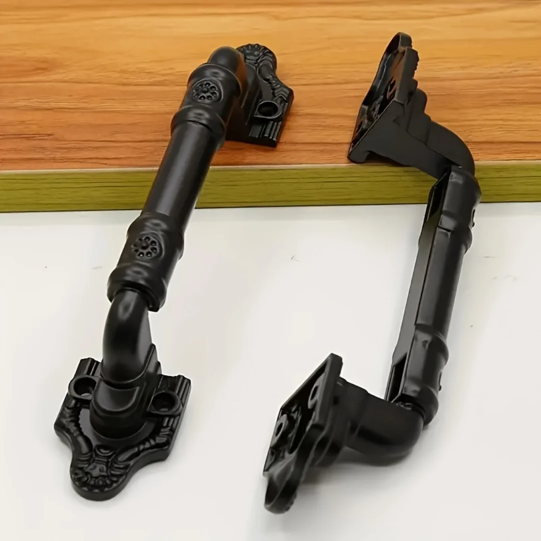 Vintage-Türgriffe aus schwarzem Metall mit glänzender Oberfläche, rustikale Scheunentürgriffe für Schrank, Kleiderschrank, Schiebetüren – langlebiges Metall