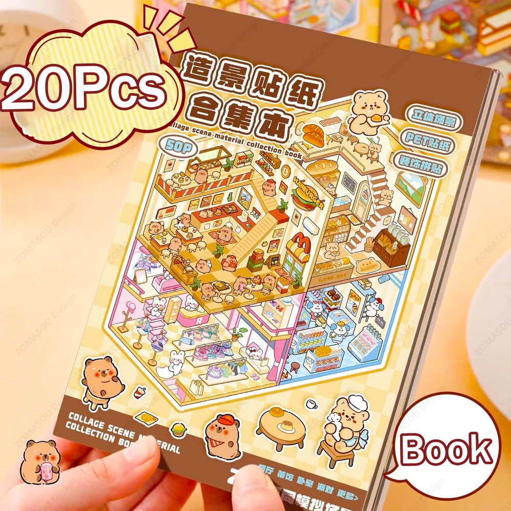 Neu! DIY 3D Landschaftsbau Aufkleber Capybara Cartoon Tasche Kabine Szene Aufkleber Buch Geburtstag Geschenk für Kind Student Großhandel Image