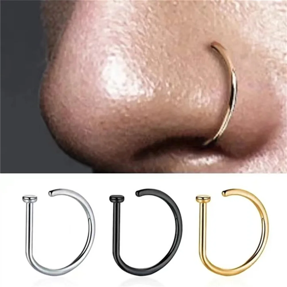 Frauen Männer Gefälschte Piercing Nase Ring Ohrringe Mode punk Nicht Piercing Nase Clip Edelstahl Perforation Septum Körper Schmuck Image