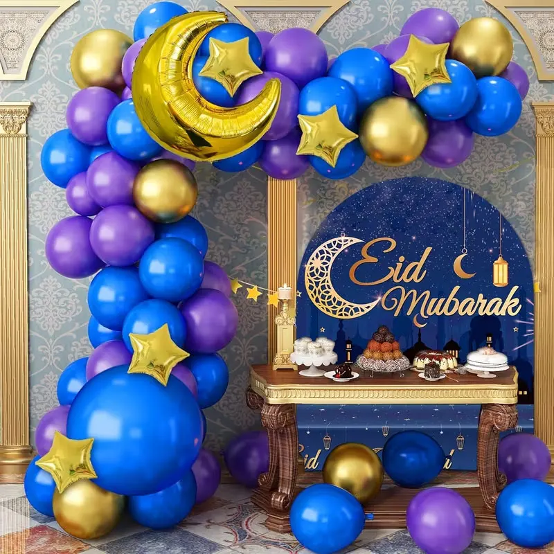 78 stücke Eid Mubarak Luftballons Hintergrund Ramadan Kareem Dekoration Ramadan Mubarak Islamischen Muslimischen Glücklich Eid Festival Party Liefert Image