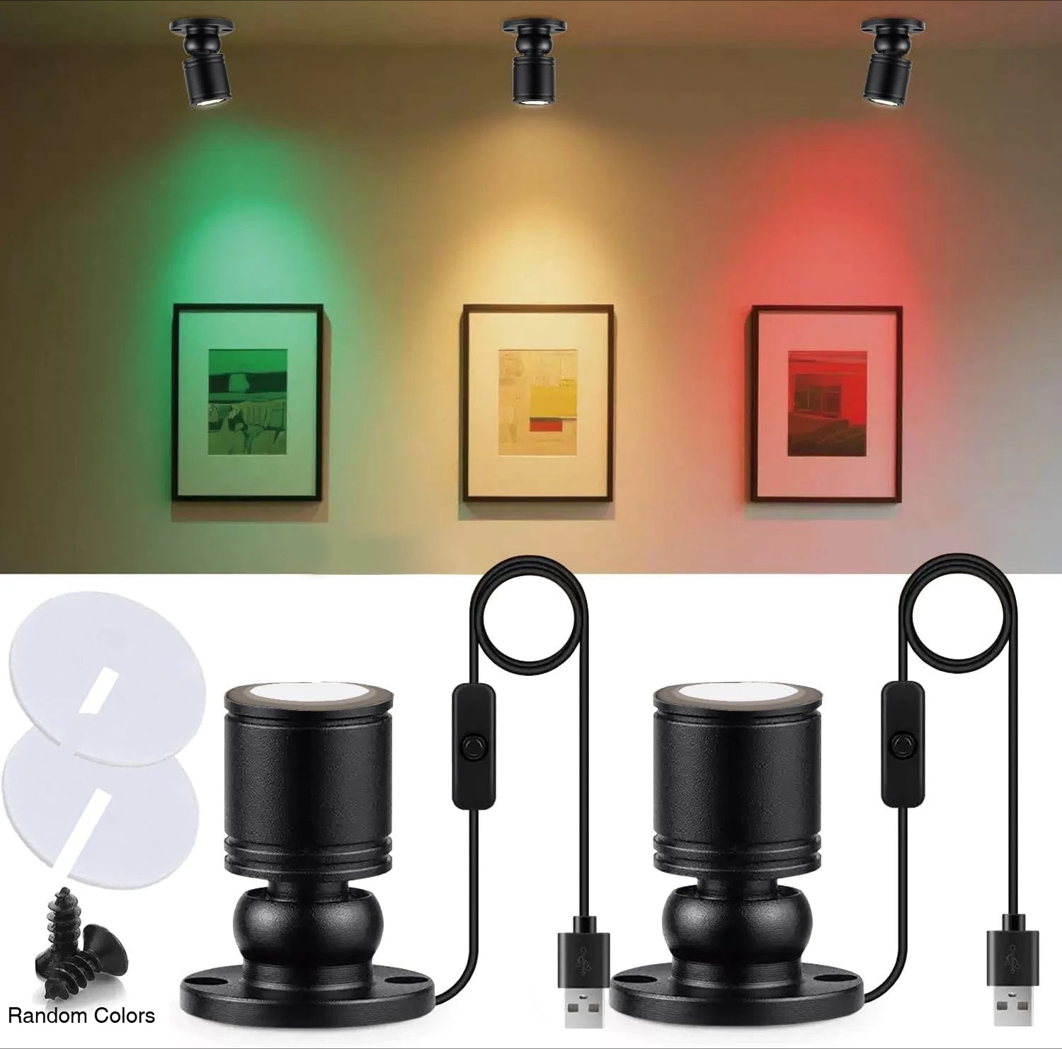 USB-Mini-LED-Strahler, 5 V, Deckenstrahler, 1 W, Aufputz-Schmucklampe, 360 ° Verstellbares Howcase-Muster, Vitrine, Licht, Raumdekoration Image