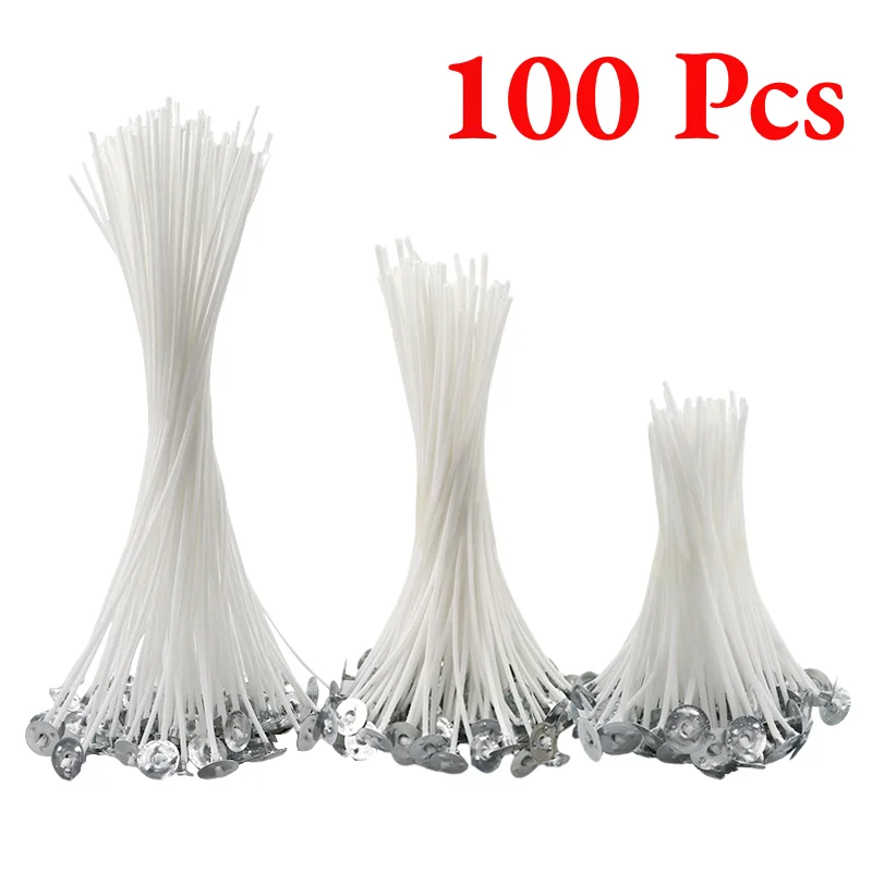 100pcs stoppini per candele in cotone senza fumo candele profumate fai-da-te forniture accessori per candele stoppini in cera per la fabbricazione di candele