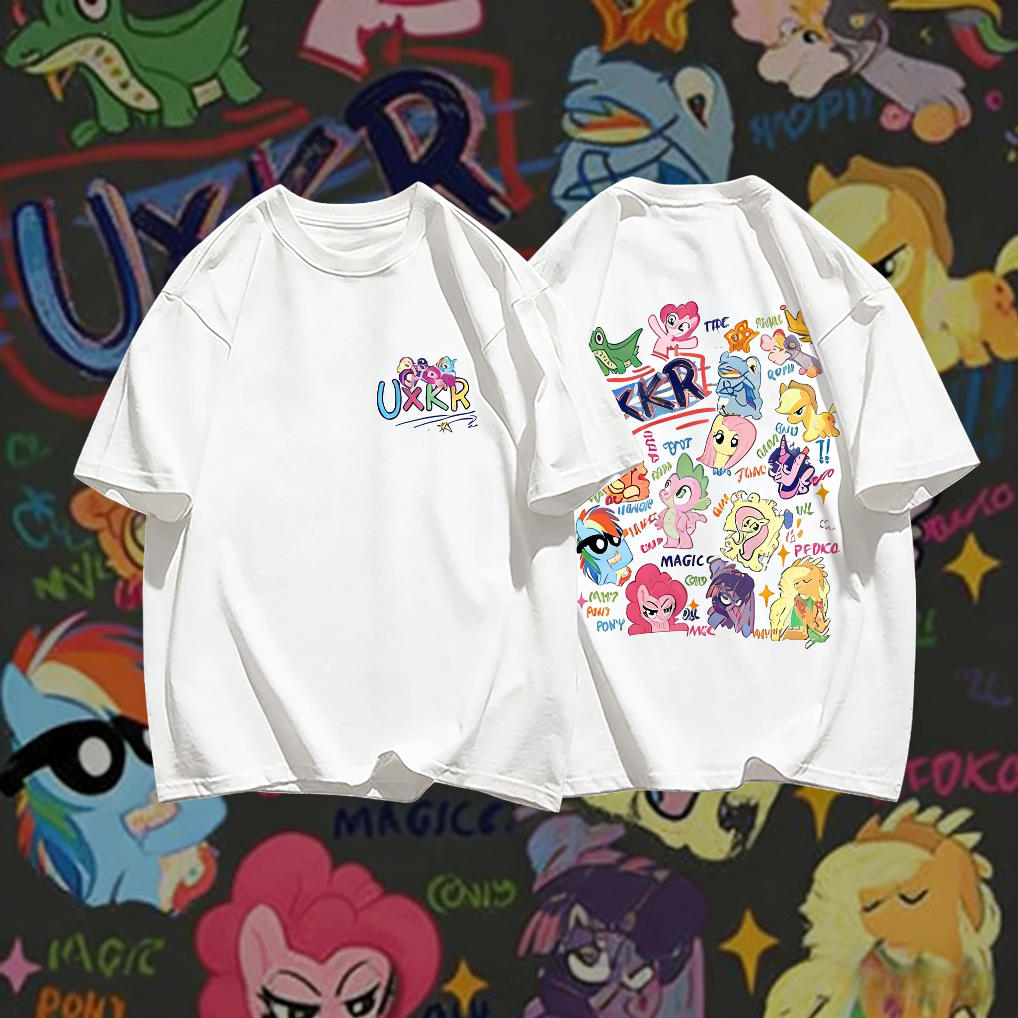 My Little Pony 2025-26 Sommer-Anime-Grafik, 100 % Baumwolle, bedruckt, Hasbro-Marke, Kinder- und Unisex-T-Shirt, locker, lässig, atmungsaktiv