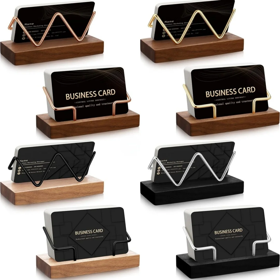 Hochwertiger Visitenkartenhalter aus Holz, Schreibtisch-Organizer, Visitenkartenständer aus Holz, Postkartenhalter, Halterung für Büro und Zuhause Image