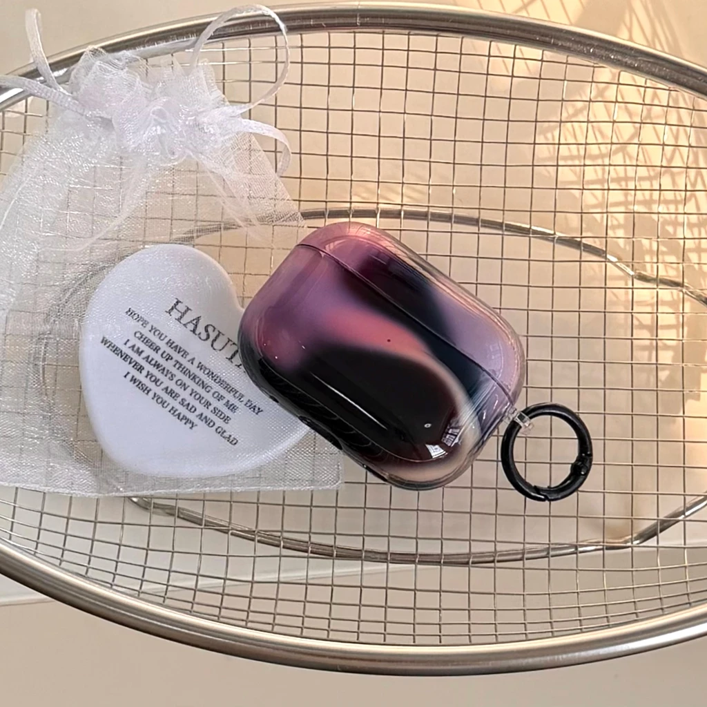 Mode Lila Schwarz Farbverlauf Render Mit Haken Stoßfest Schützende Kopfhörer Abdeckung Fall für AirPods 1 oder 2 3 4 Pro 2 Pro 3 Image