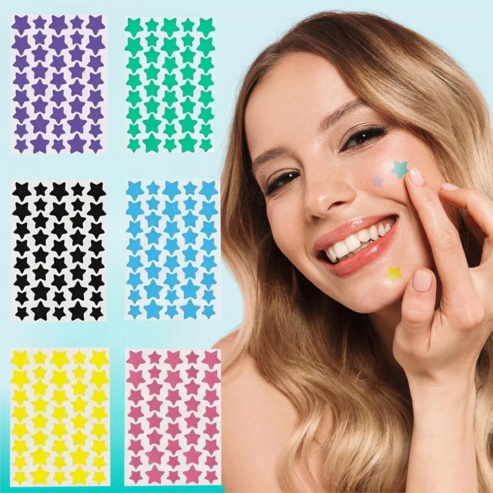 240 Stück mehrfarbige Stern-Akne-Pflaster, Akne-Pflaster für das Gesicht, Concealer-Akne-Pflaster und Pickel-Pflaster, ultradünn Image