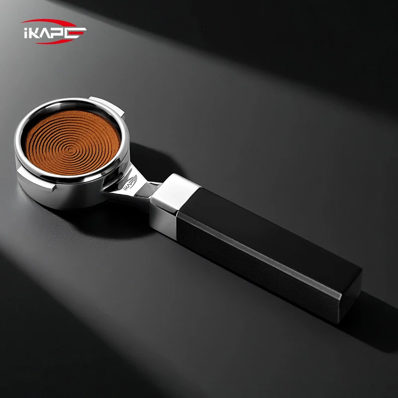 IKAPE Espresso-Siebträger ohne Boden im flachen Design, 58 mm E61-Edelstahl-Kaffee-Siebträger, Espressomaschinen-Zubehör