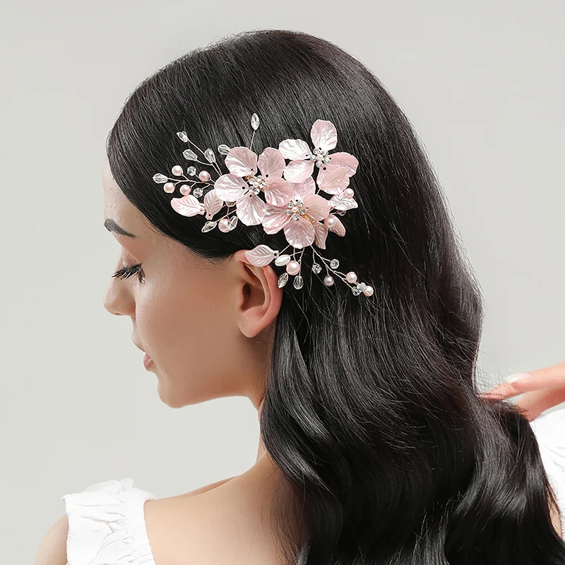 15x7cm Kristall Perle Blume Haarspange Kostbare Juwelen Haarnadel Elegante Kopfbedeckung Hochzeit Haarspangen Für Braut Styling Zubehör Image