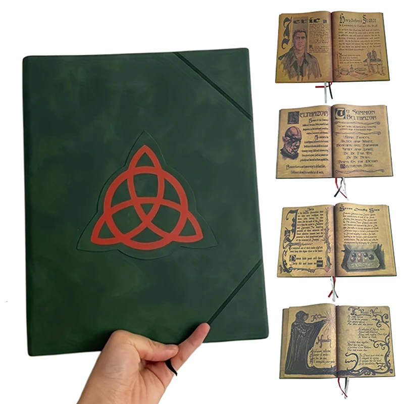 Book Of Shadows, grüner Einband, gebunden, blanko, liniert, Tagebuch, 350 Seiten, Zaubersprüche, Aufzeichnungen, Zauberbuch, Retro-Hexerei-Geschenke Image